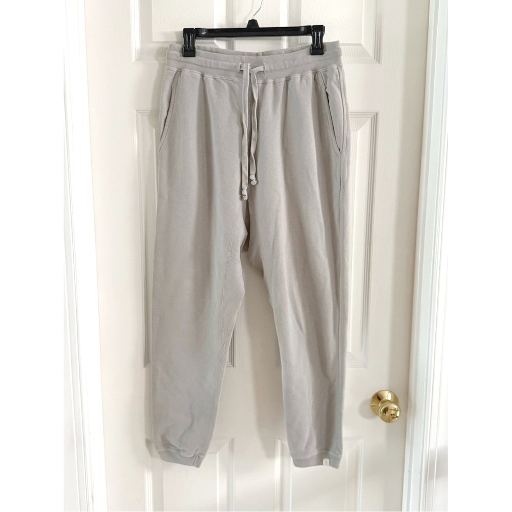 TKEES Light Grey French Terry Cotton Joggers Sweatpants Made in Canada Size S